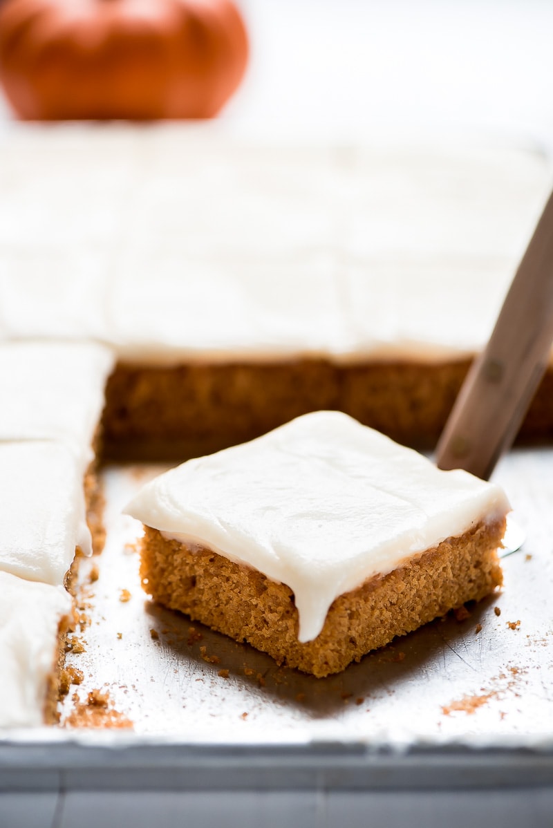 Slice of Pumpkin Sheet Cake