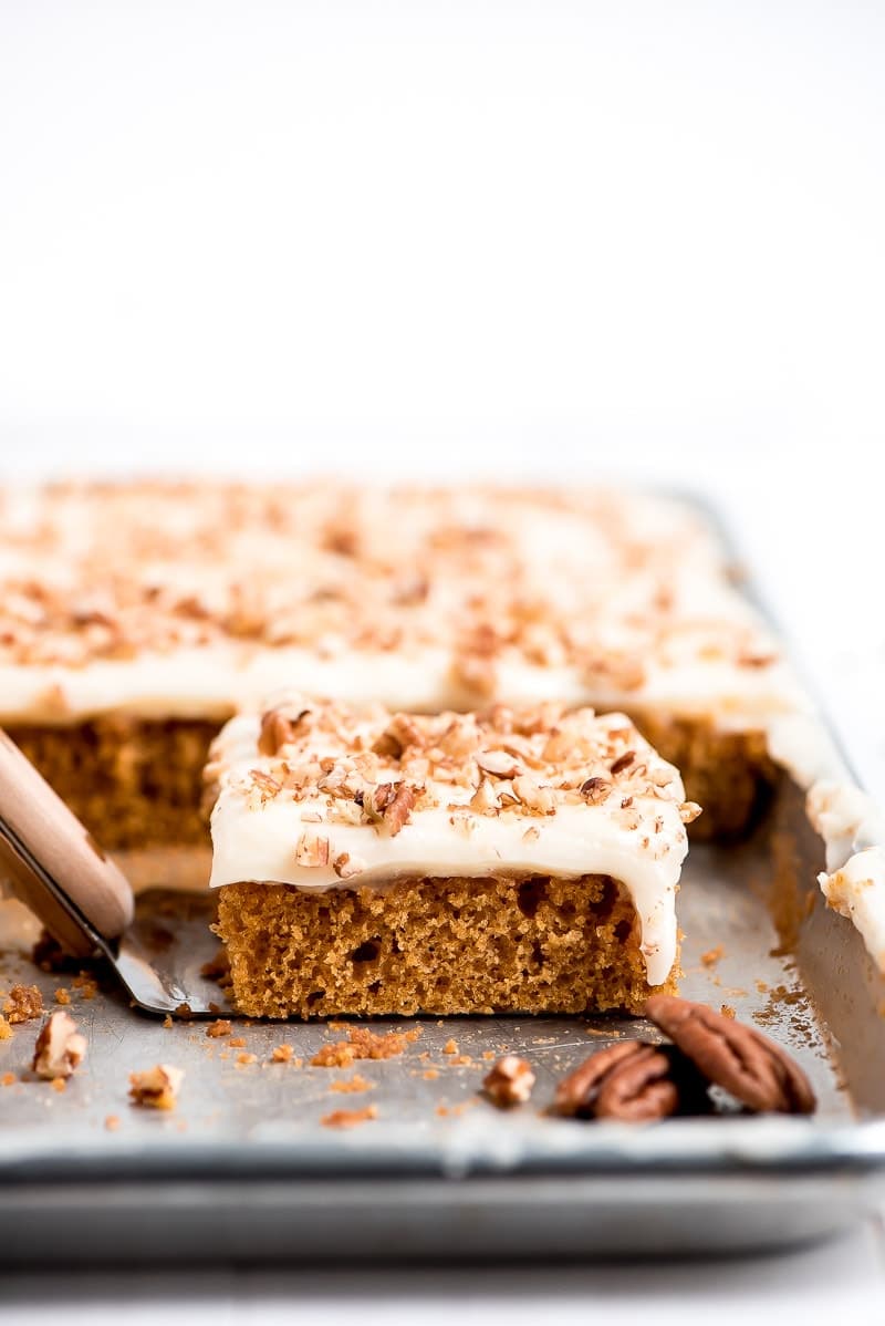 Slice of Pumpkin Sheet Cake