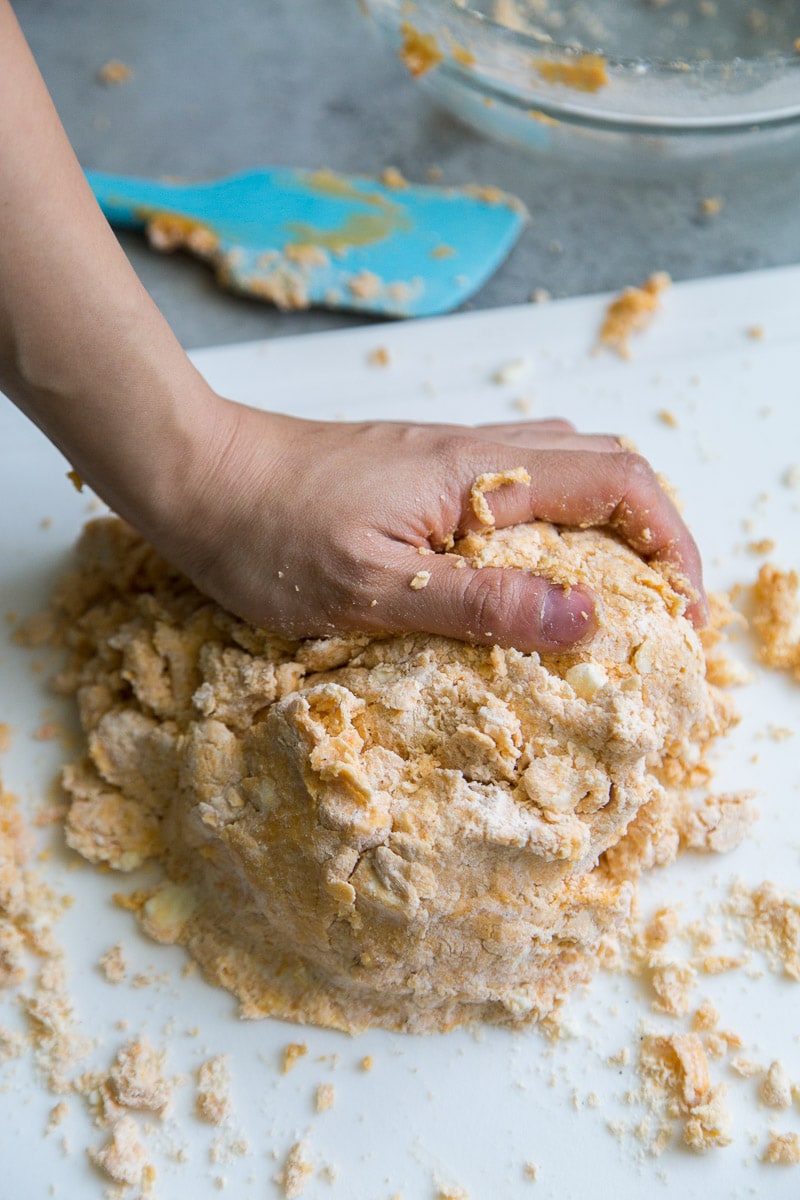 Making Sweet Potato Biscuit dough