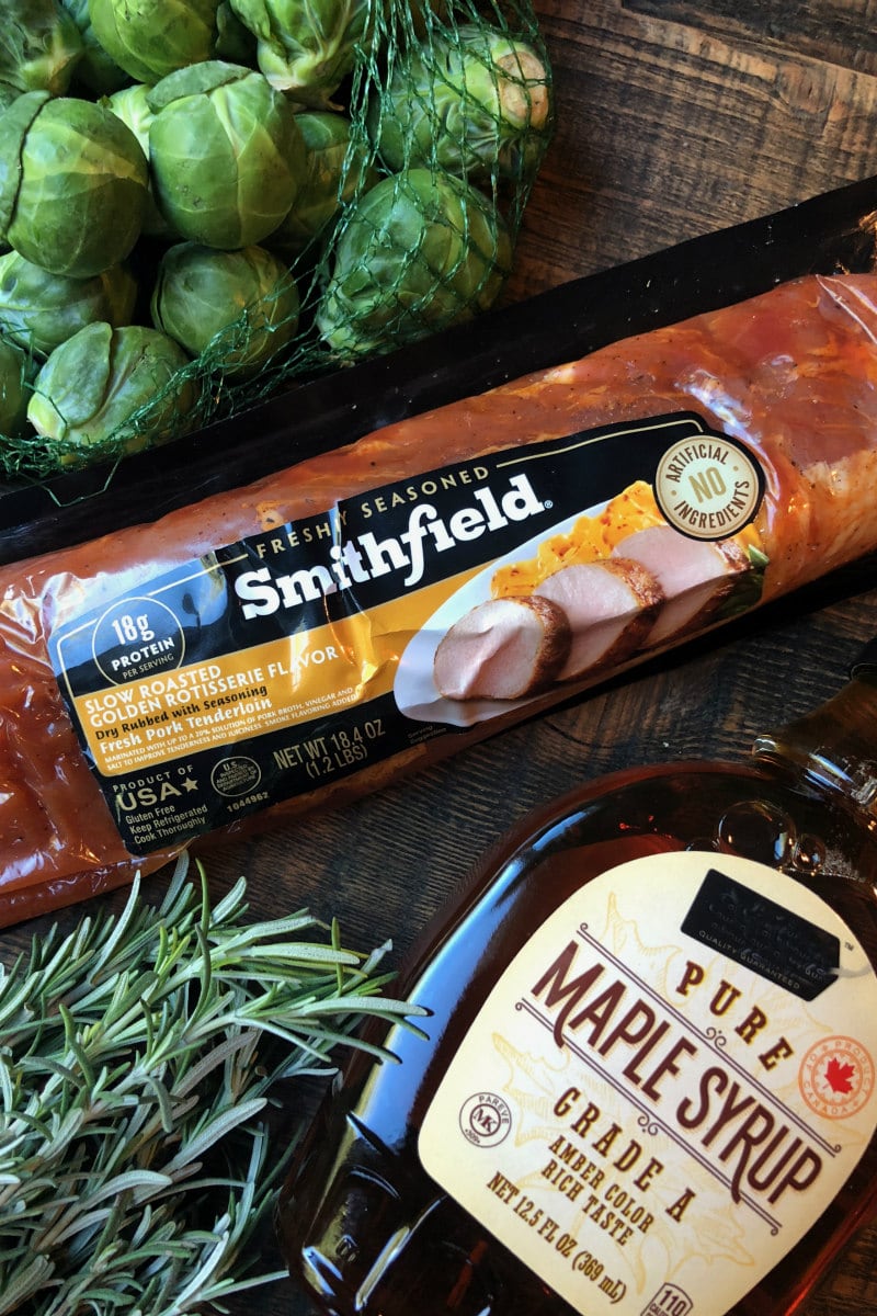 Ingredients for Sheet Pan Pork Tenderloin with Maple Rosemary Brussels Sprouts