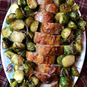 pinterest image for sheet pan pork tenderloin