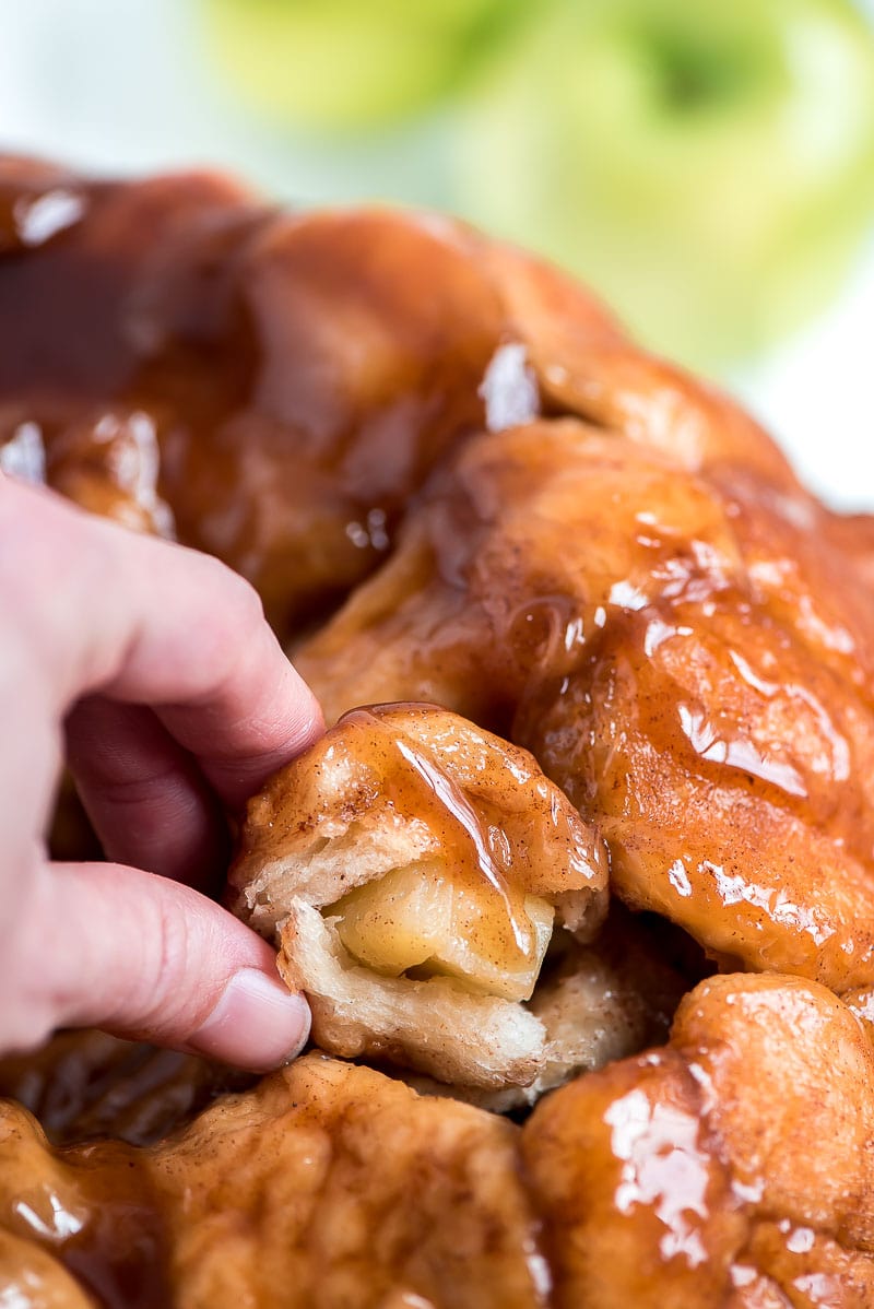 a piece of Caramel Apple Monkey Bread