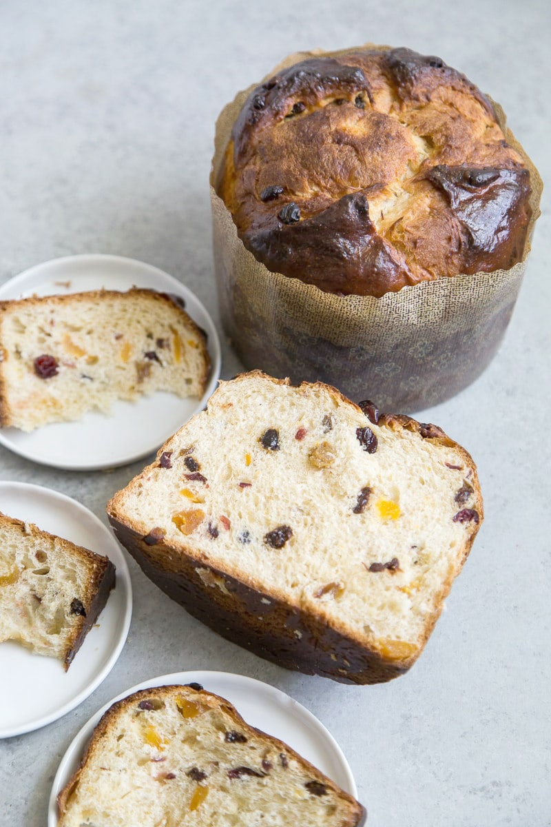 Panettone sliced