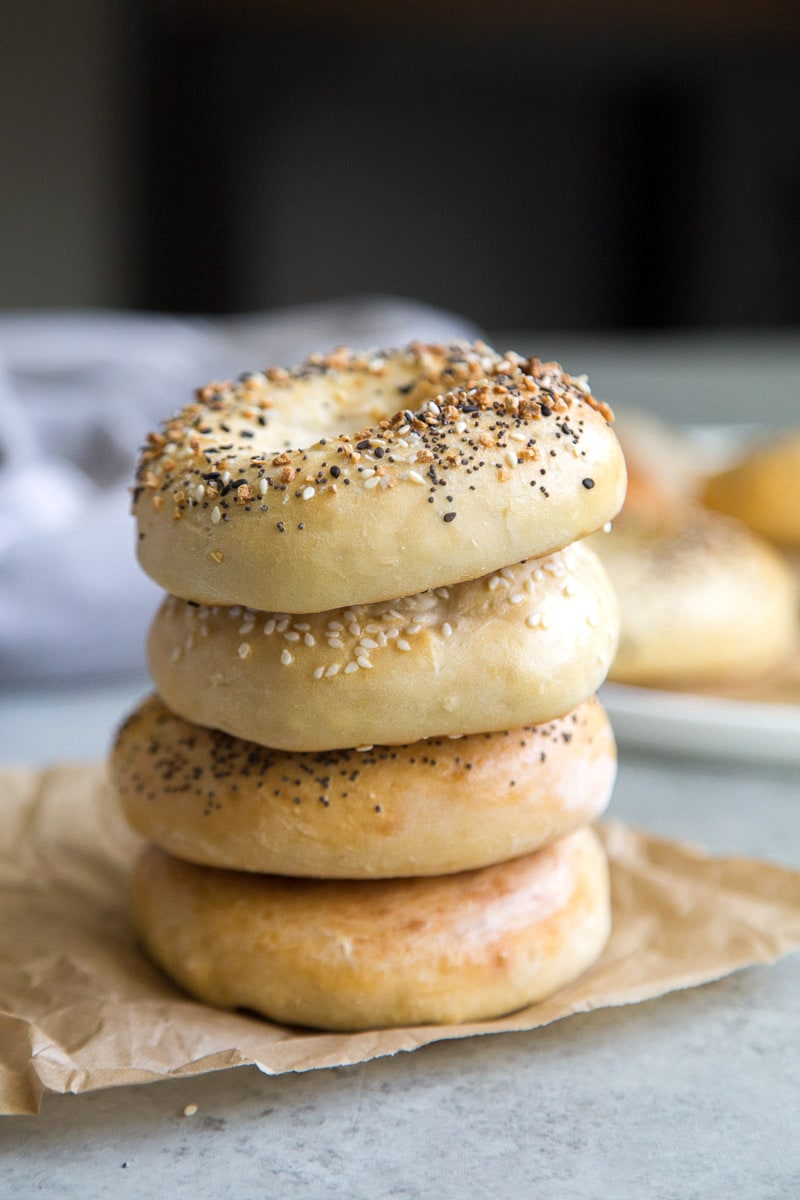 2 Ingredient Bagels : Two Ingredient Bagels, also known as Weight Watchers Bagels or Greek Yogurt Bagels recipe from RecipeGirl.com #2 #two #ingredient #2ingredient #twoingredient #weight #watchers #weightwatchers #ww #wwfreestyle #smartpoints #bagel #bagels #greek #yogurt #greekyogurt #recipe #RecipeGirl stack of bagels