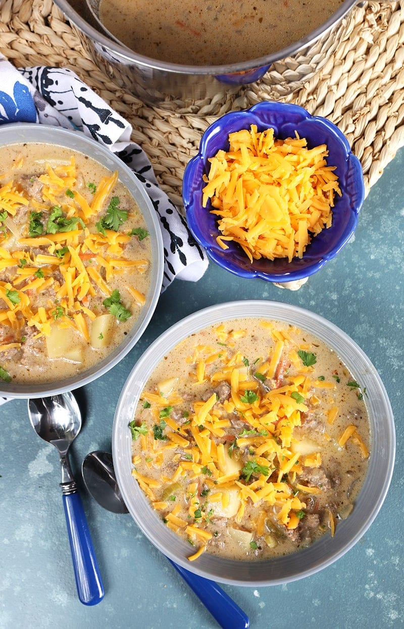 Bowls of Easy Cheeseburger Soup