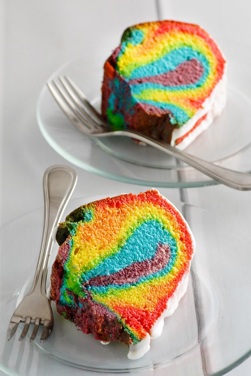 Rainbow Bundt Cake (Using Boxed Cake Mix!)