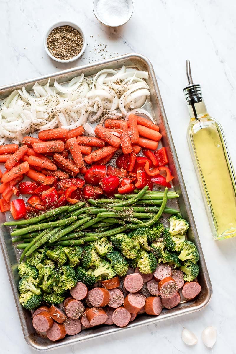 Prep for Sheet Pan Roasted Veggies and Sausage