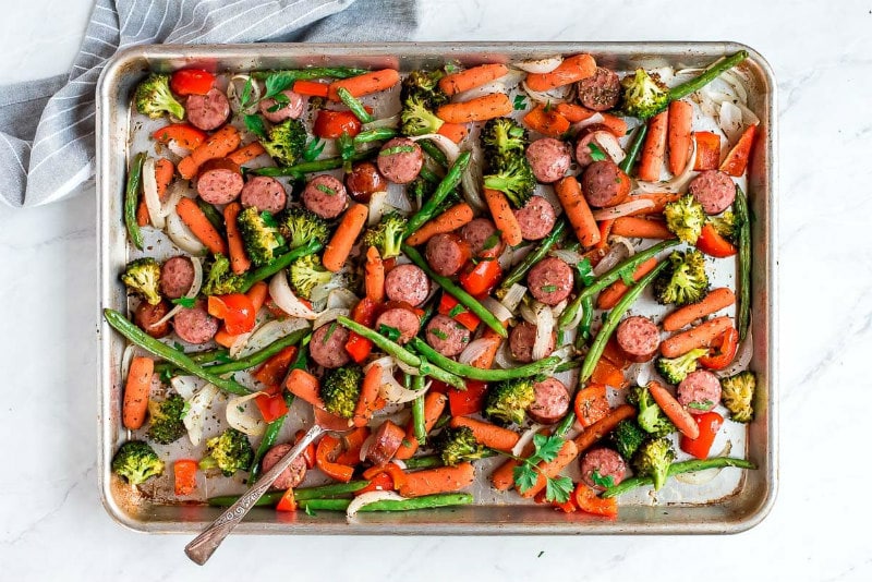 Sheet Pan Roasted Veggies and Sausage - Recipe Girl®