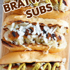 pinterest image for bratwurst subs