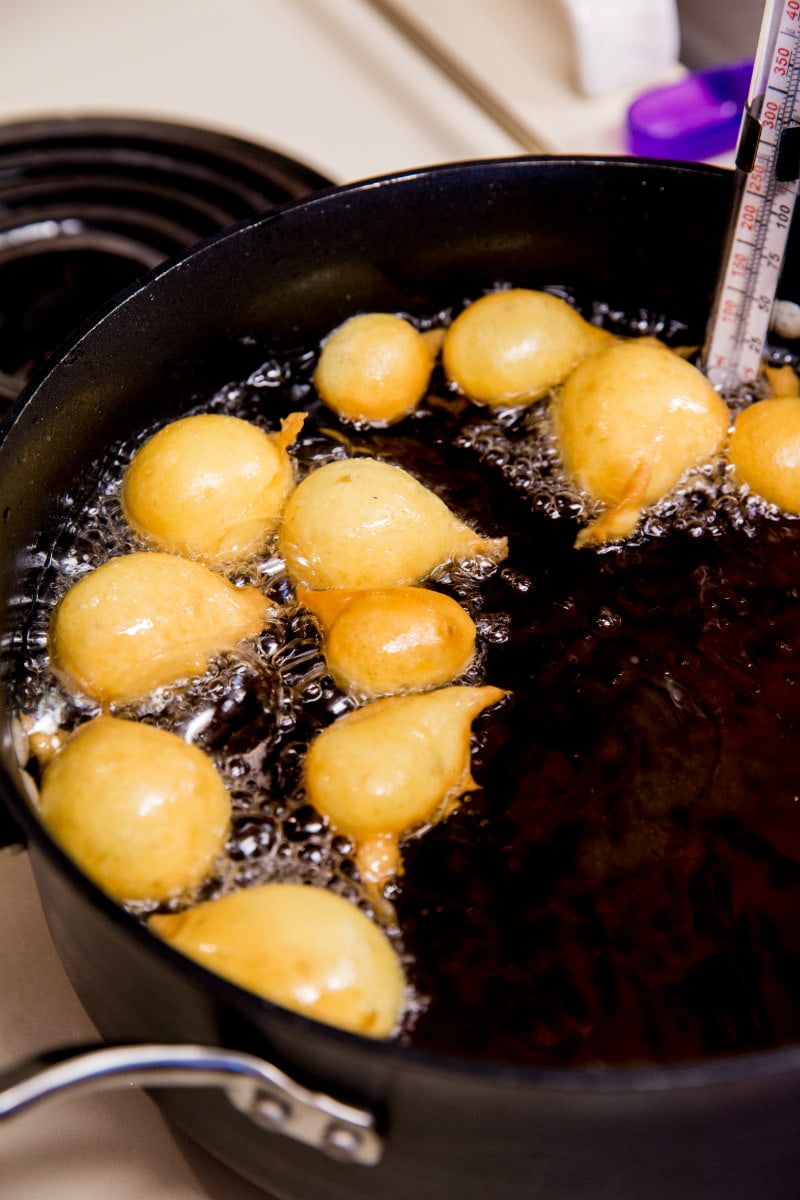 Frying Portuguese Doughnuts