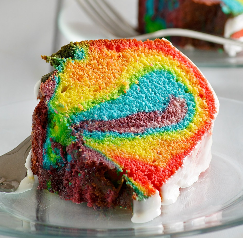 Rainbow Bundt Cake - Mix & Match Mama