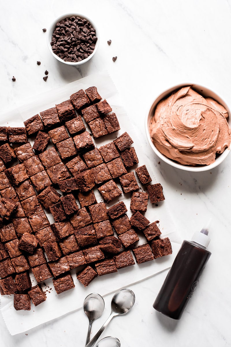 Brownies and Chocolate Cheesecake Filling for Triple Chocolate Trifles