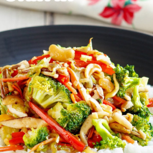 pinterest image for asian vegetable stir fry