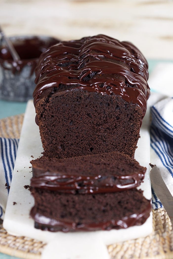 Slicing Double Chocolate Banana Bread