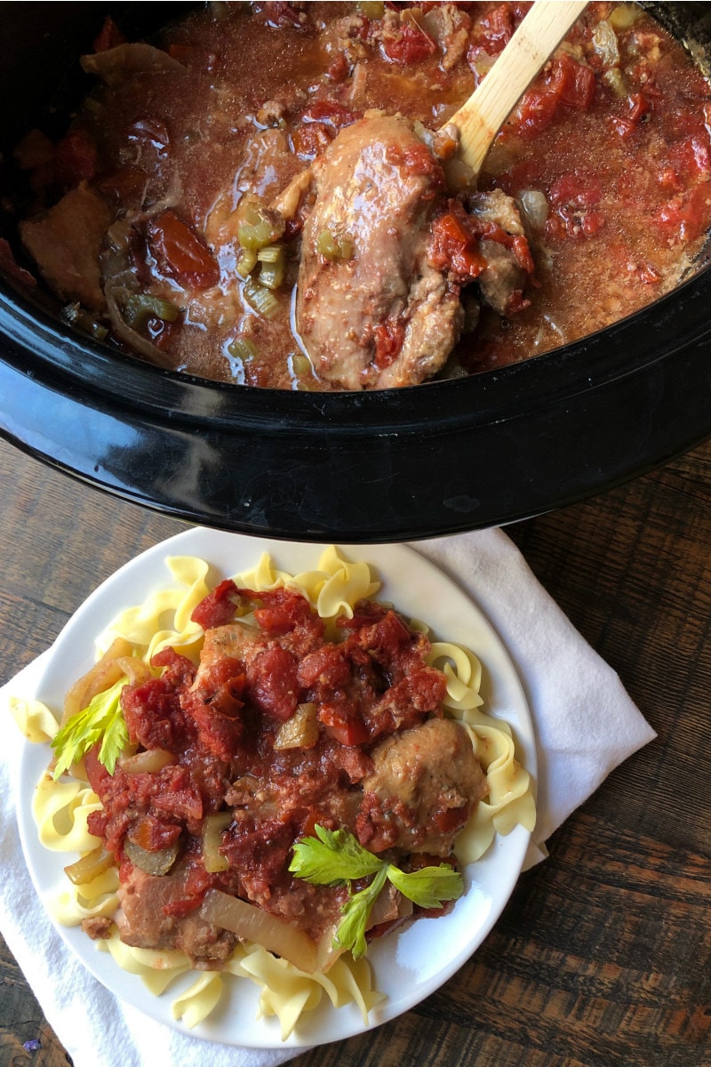 serving of Slow Cooked Swiss Pork