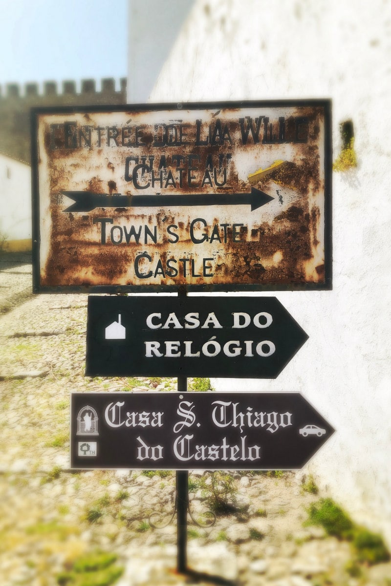 Direction signs in Obidos, Portugal
