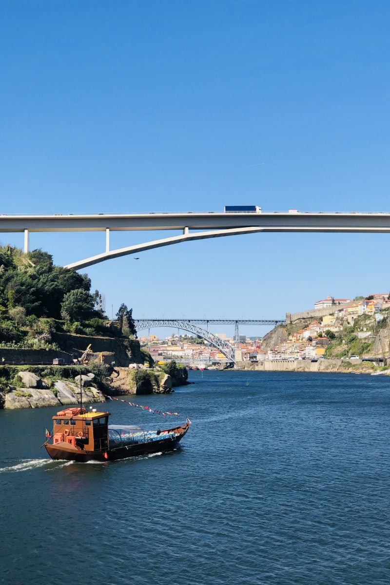 view down Douro River in Porto