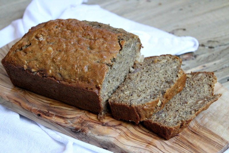 Sliced loaf of Coconut Banana Bread 