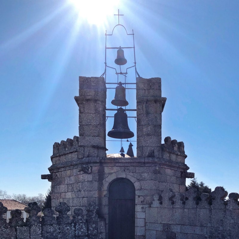 Bells on the roof of the cathedral in Guarda, Portugal