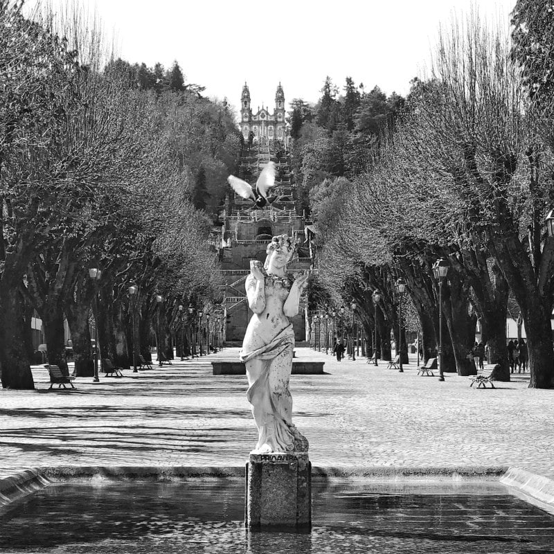 view toward Sanctuary Nossa Senhora dos Remedios in Lamego, Portugal