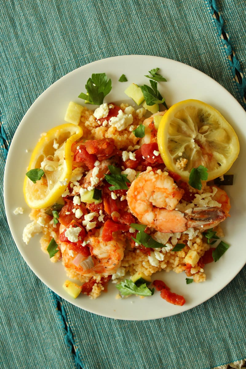 Mediterranean Shrimp Foil Packets served on a plate