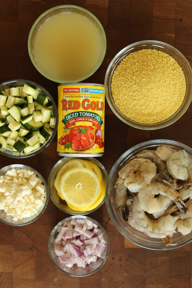 Ingredients for Mediterranean Shrimp Foil Packets