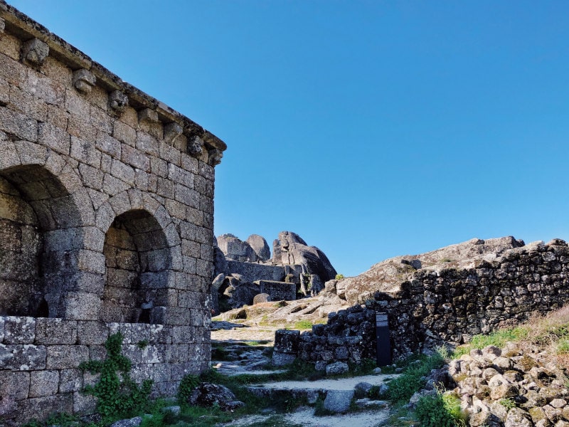 Castle remains at the top of Monsanto, Portugal