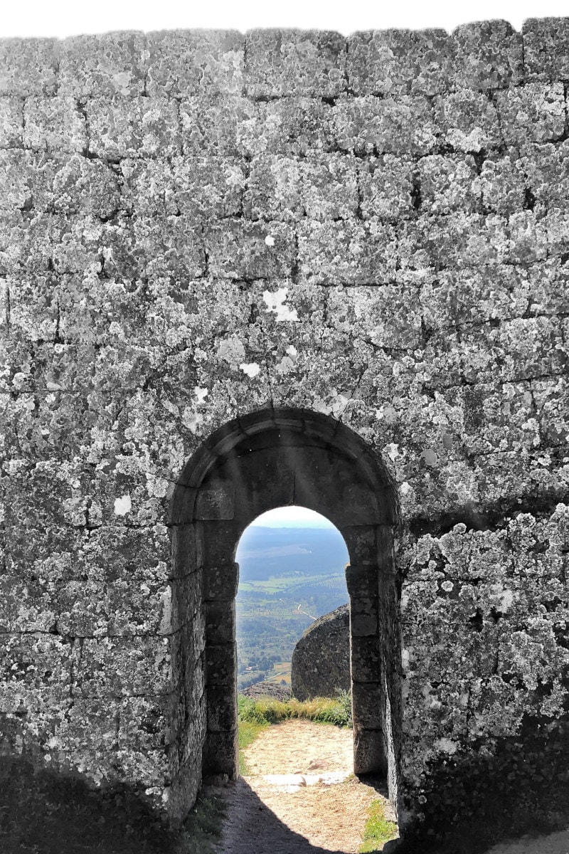 castle remains at the top of Monsanto, Portugal