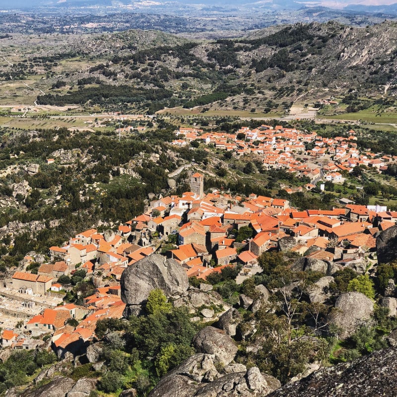 View down to village of Monsanto, Portugal