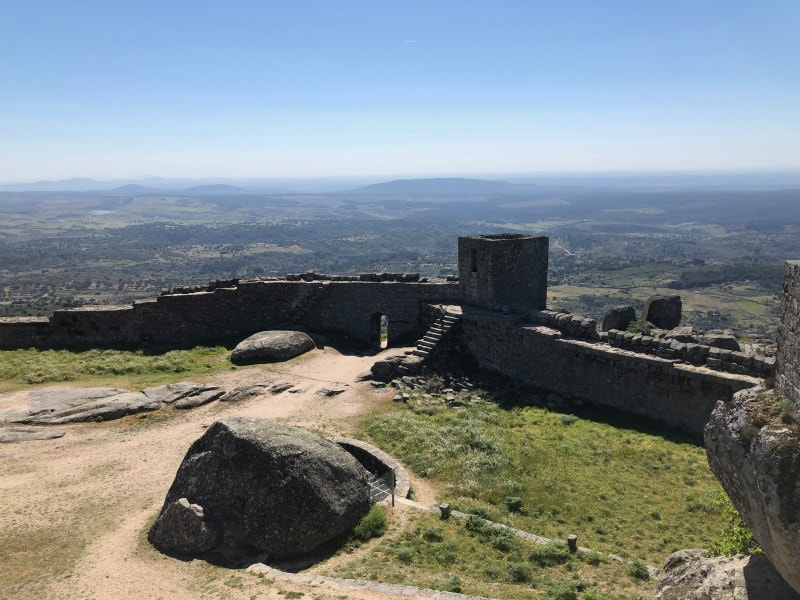 castle remains at the top of Monsanto, Portugal