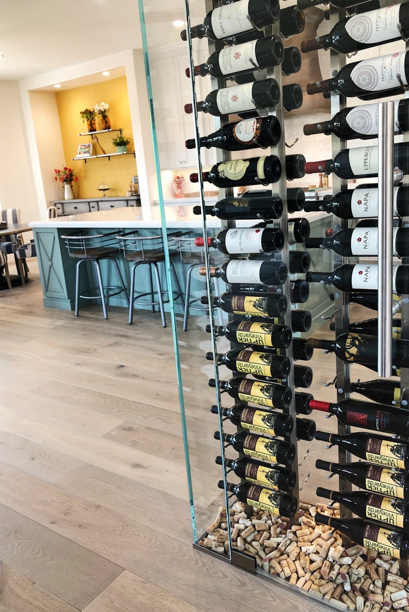 Wine wall leading into the kitchen