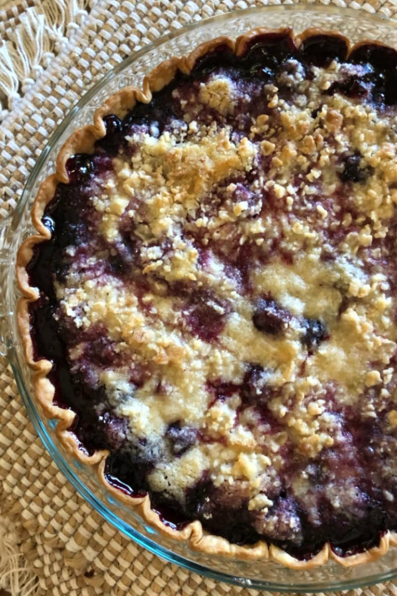 Simple Three Berry Pie with Crumb Topping