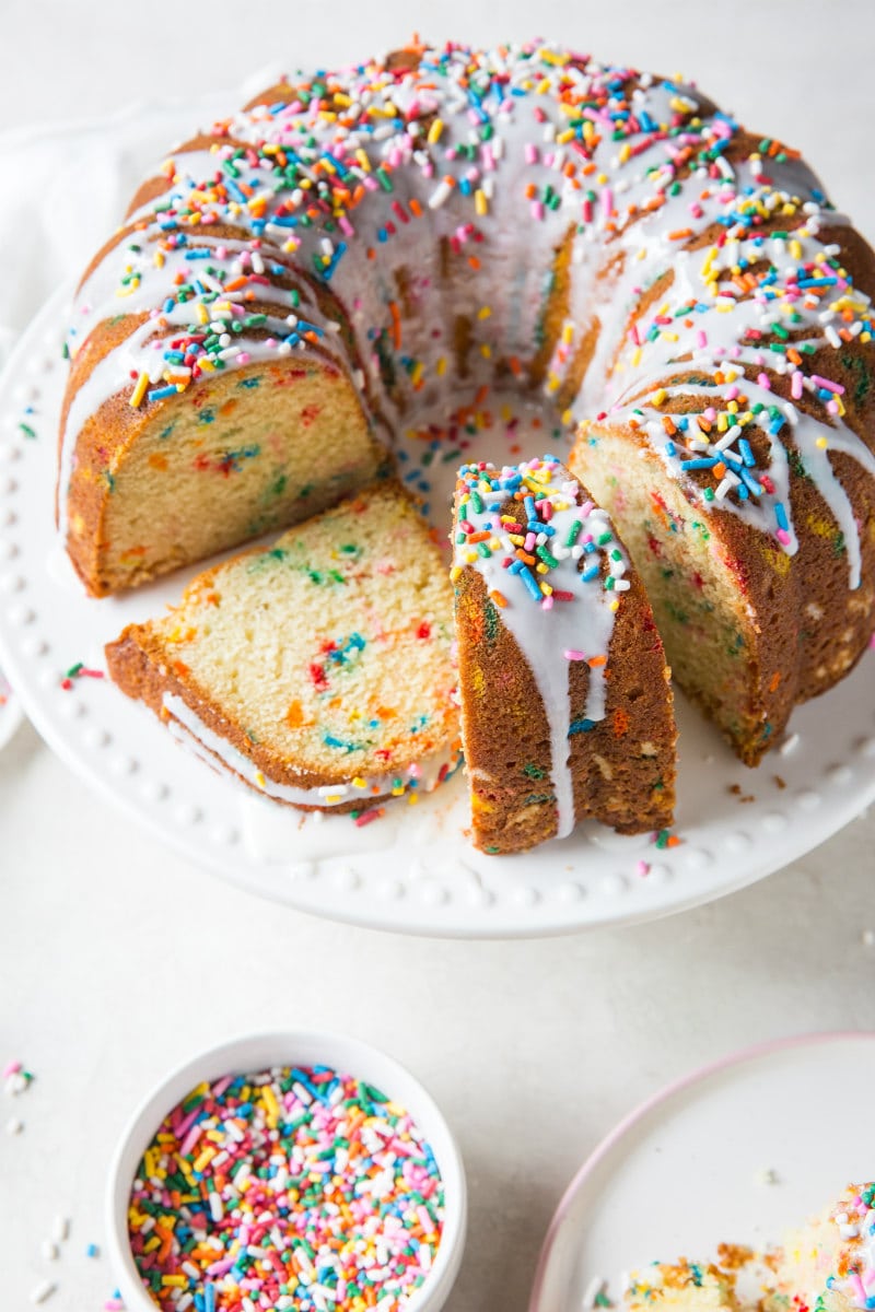 Funfetti Bundt Cake sliced