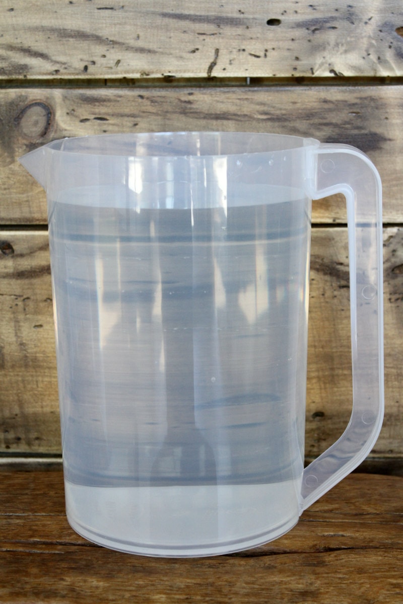 plastic pitcher of water