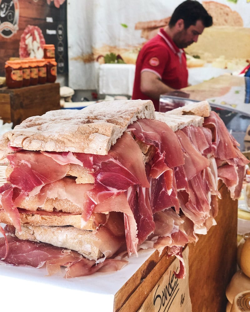 Prosciutto Sandwiches at an outdoor market in Lisbon, Portugal