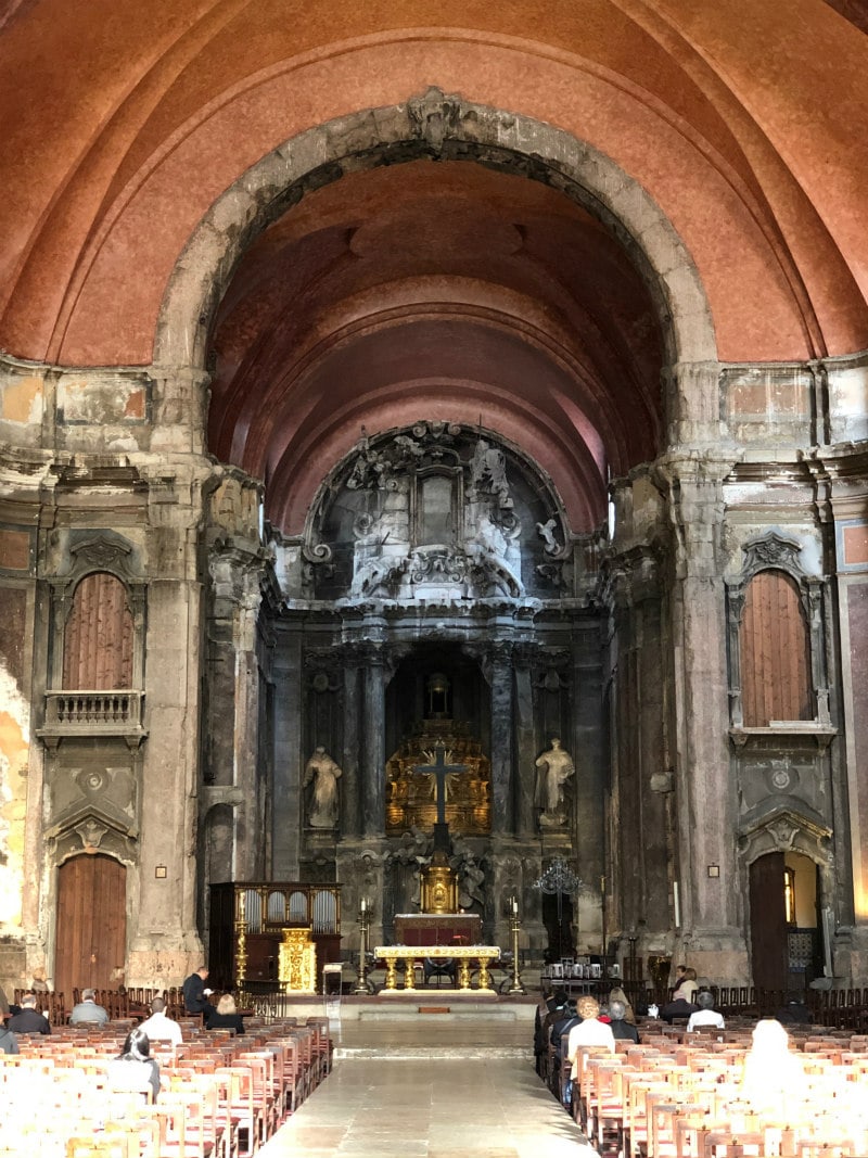 Burned out church in Lisbon, Portugal