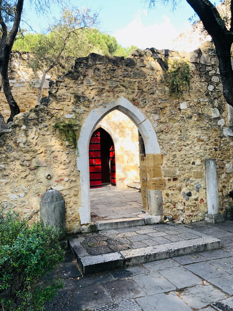 Remains of Sao Jorge Castle in Lisbon, Portugal