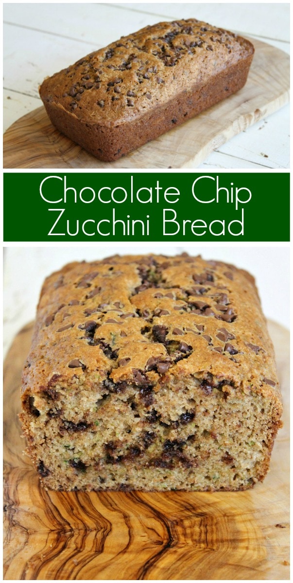 pinterest collage image for chocolate chip zucchini bread