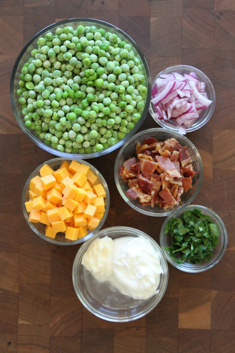 Ingredients needed for Pea Salad