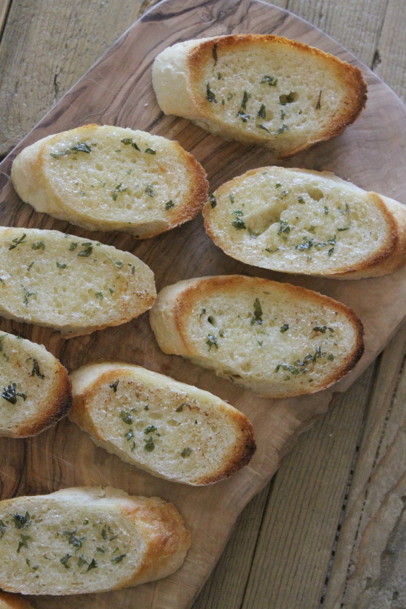 making garlic toast