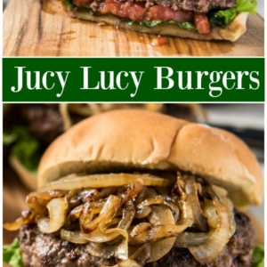 pinterest collage image for jucy lucy burgers