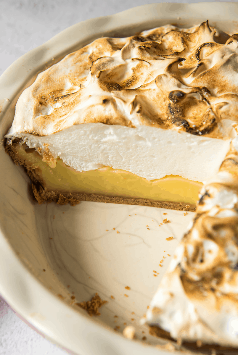 peek at the inside of a Lemon Meringue Pie