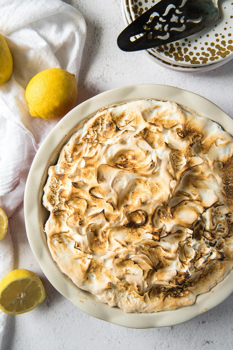 Fluffy meringue on a lemon meringue pie