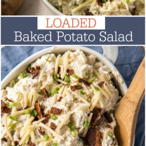 pinterest collage image for loaded baked potato salad