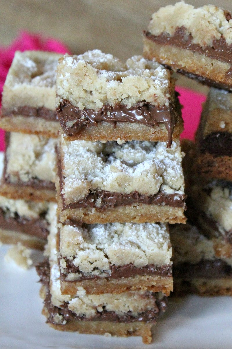 Stack of Nutella Shortbread Bars