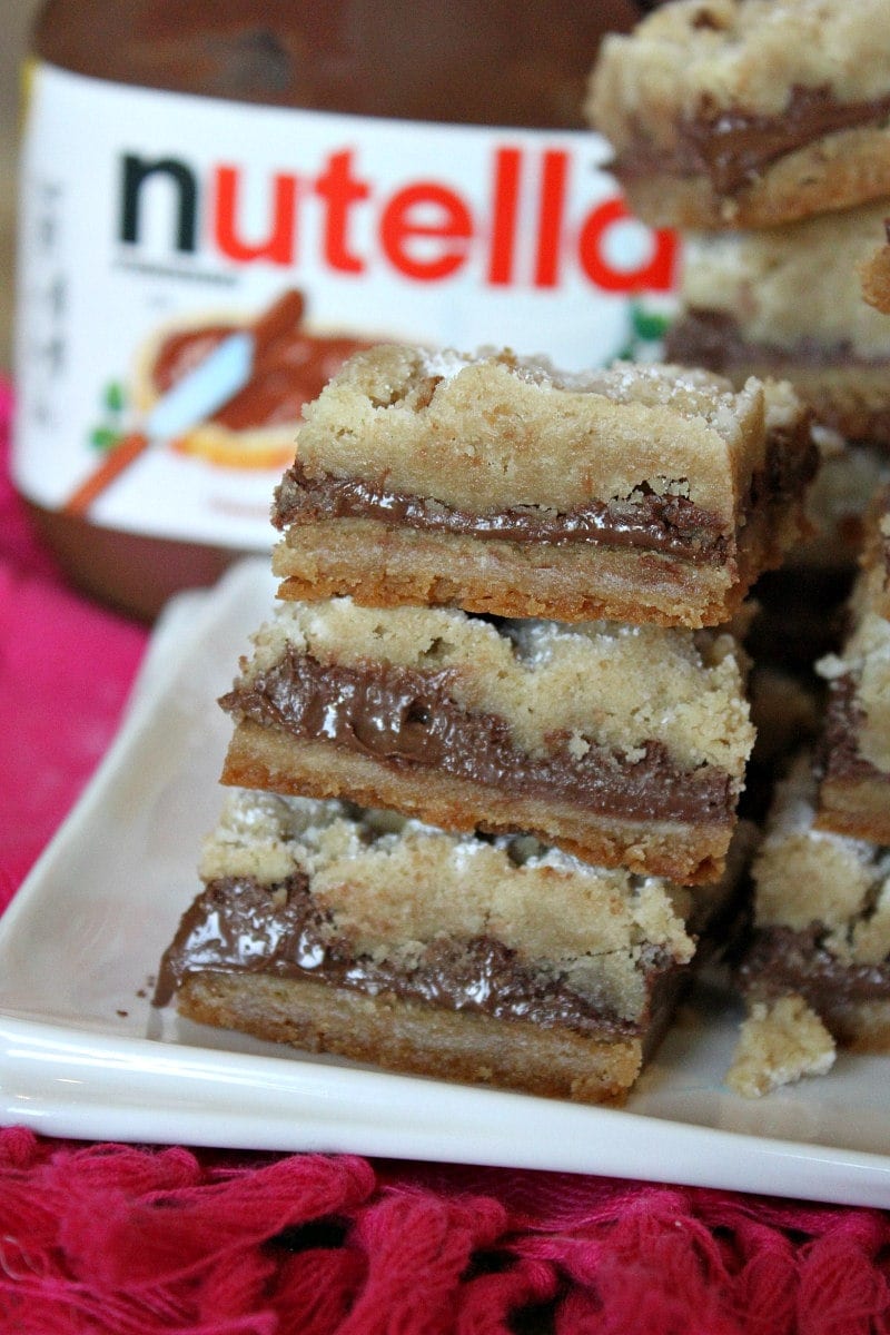 stack of Nutella Shortbread Bars