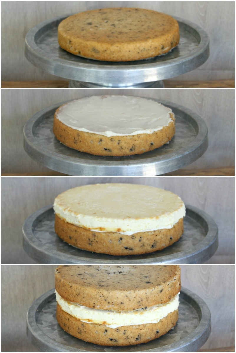 How to assemble a Cookies and Cream Cheesecake Cake