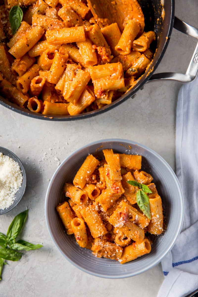 serving of Rigatoni in Vodka Sauce