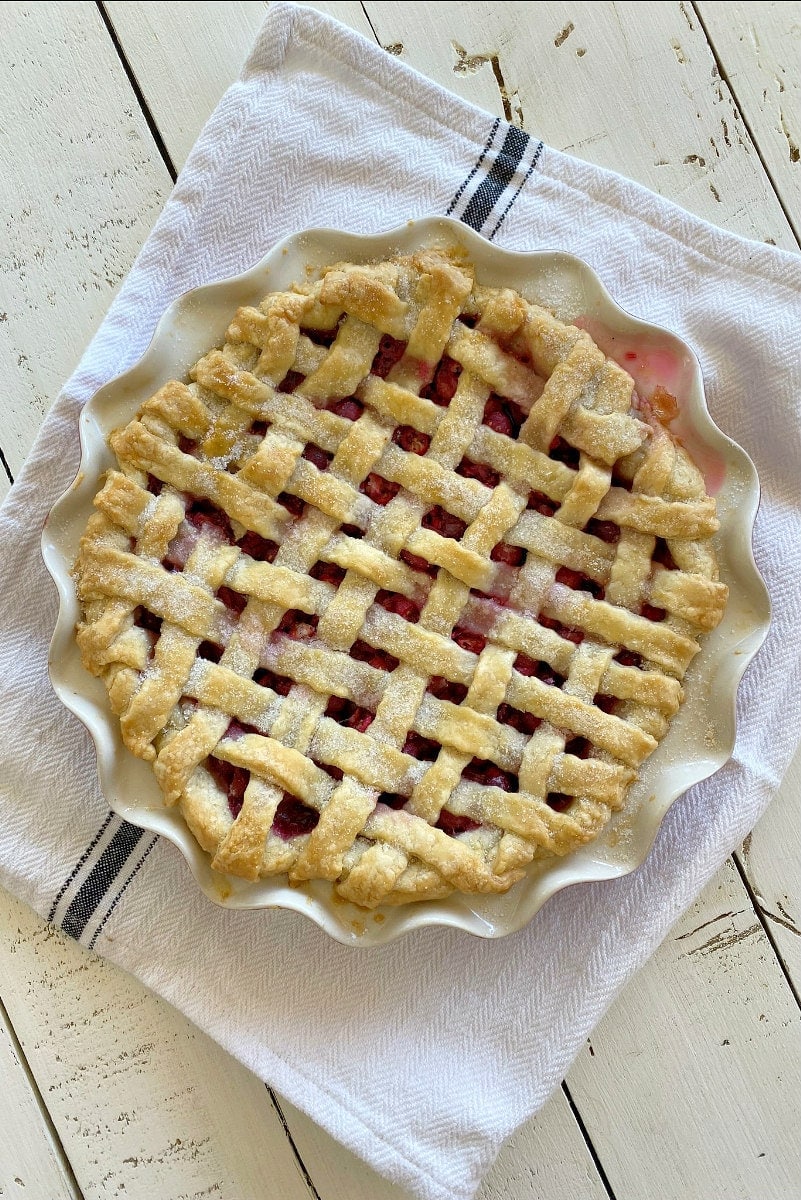 Fresh Cranberry Pie with a lattice crust