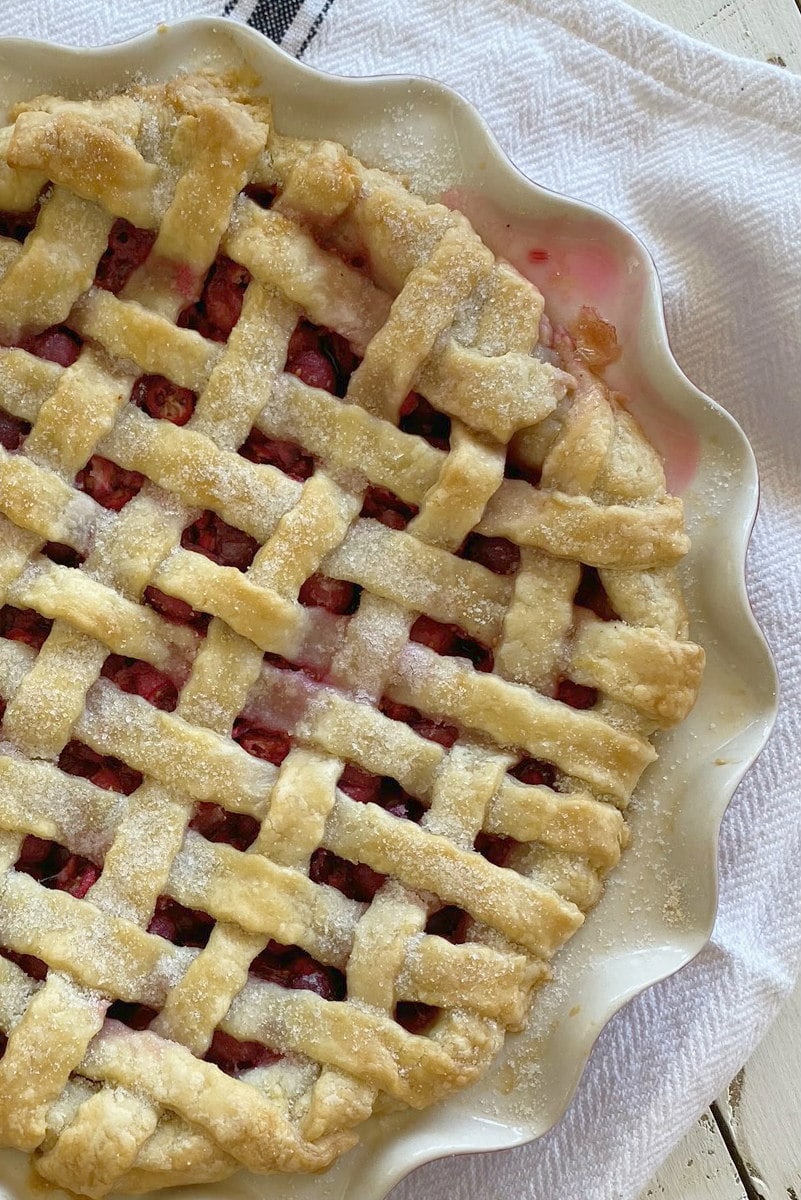 Fresh Cranberry Pie with lattice crust